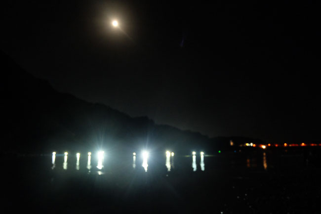 月明かりと川舟
